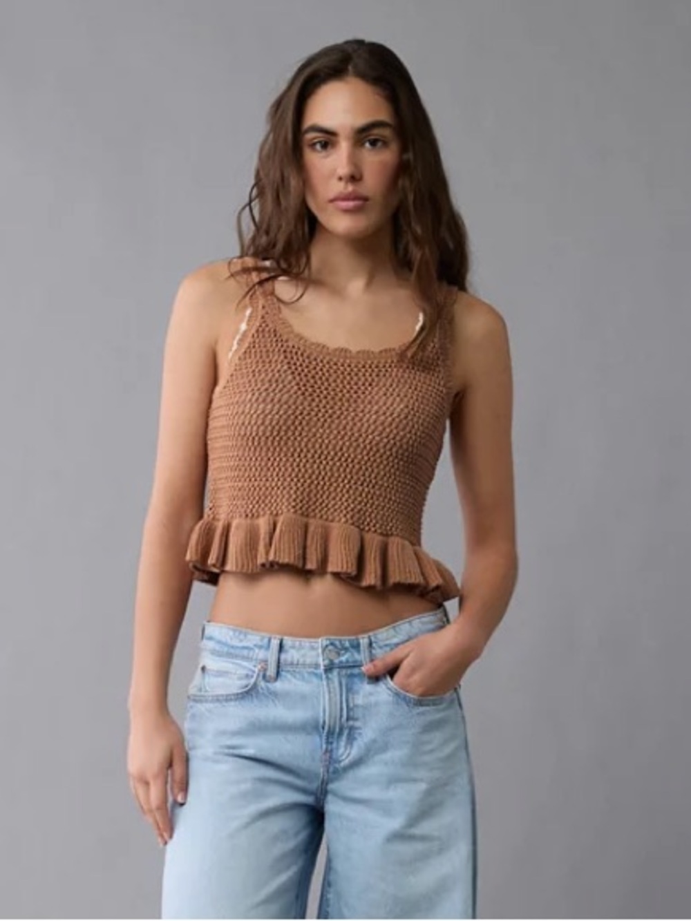 NWT Crochet Peplum Tank Top XS | American Eagle
